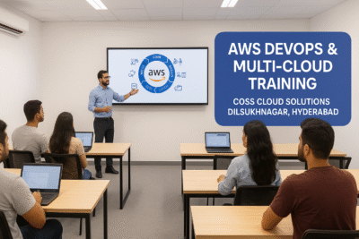 Students learning AWS DevOps multi-cloud tools at Coss Cloud Solutions in Dilsukhnagar